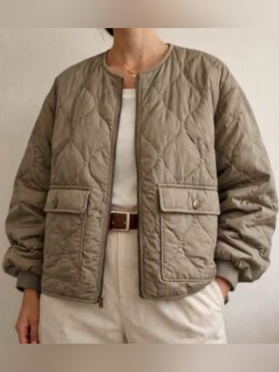 Joie Jackets & Blazers - JOIE Women's Large Olive Green Quilted Bomber Jacket Pockets Nylon Lg L